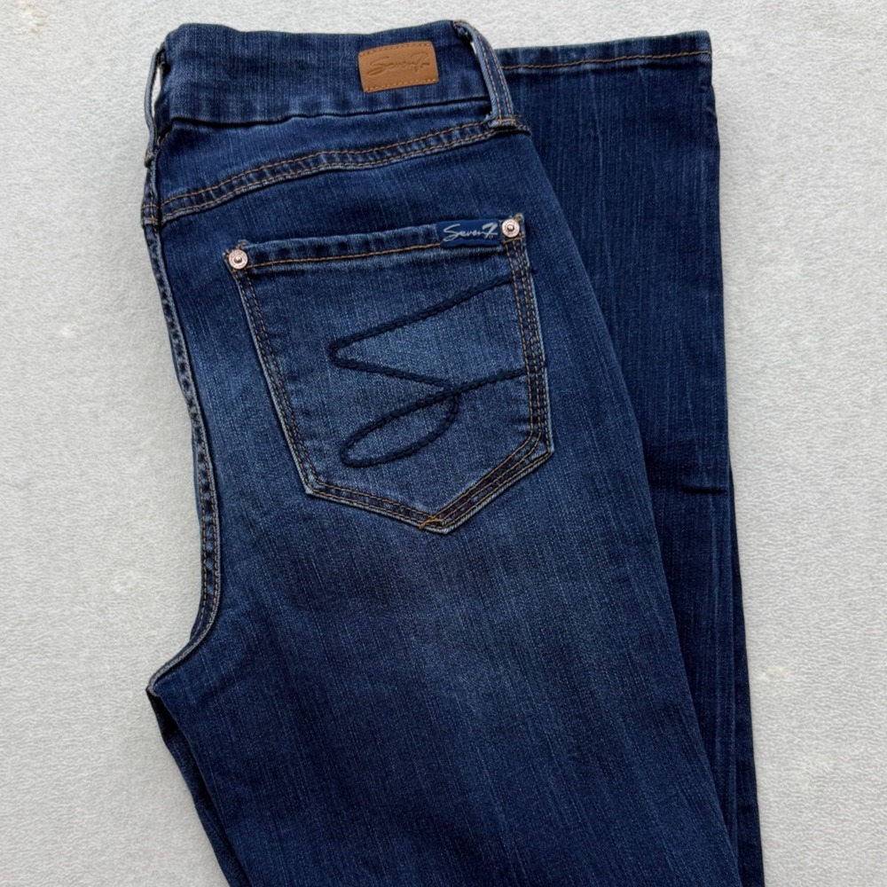 Seven7 Tummyless High Rise Skinny Jeans Womens 6 Dark Wash Stretch Denim - Picture 1 of 7